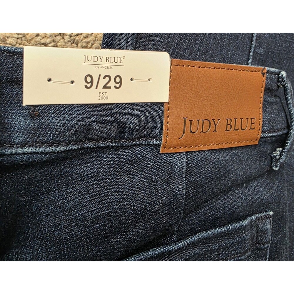 NWT Judy Blue Jeans Size 29 Dark Denim Utility Knee Patch High Rise - Picture 6 of 12